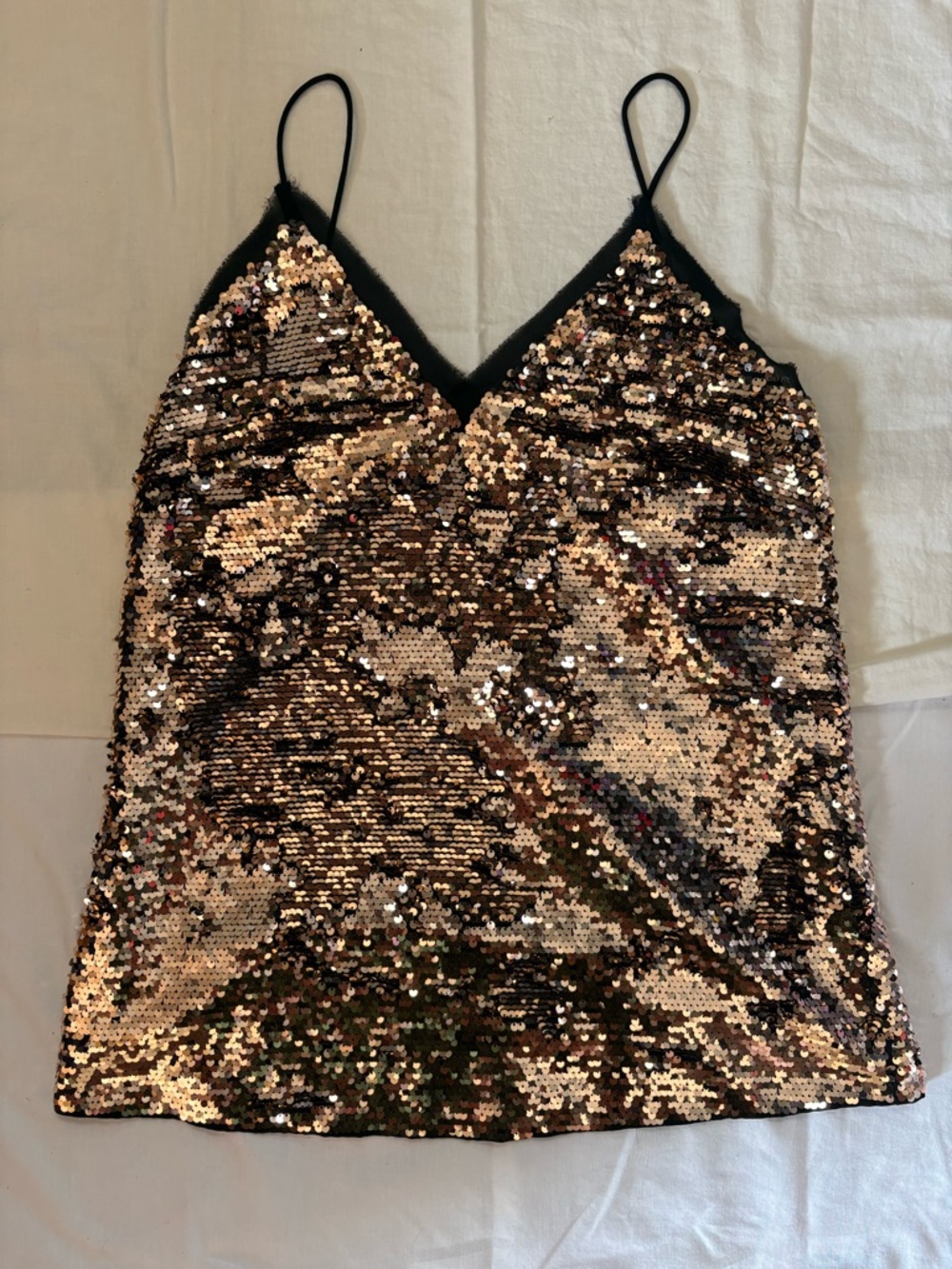 H&M Gold Sequin Spaghetti Strap Tank Top